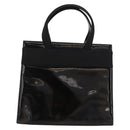 Salvatore Ferragamo Vala Hand Bag Enamel Black Gold Auth bs31709-2