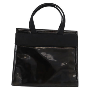 Salvatore Ferragamo Vala Hand Bag Enamel Black Gold Auth bs31709 - 0