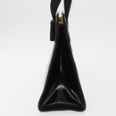 Salvatore Ferragamo Vala Hand Bag Enamel Black Gold Auth bs31709-3