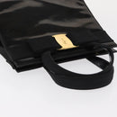 Salvatore Ferragamo Vala Hand Bag Enamel Black Gold Auth bs31709-6