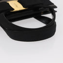 Salvatore Ferragamo Vala Hand Bag Enamel Black Gold Auth bs31709-7