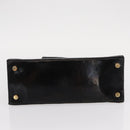 Salvatore Ferragamo Vala Hand Bag Enamel Black Gold Auth bs31709-5