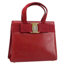 Salvatore Ferragamo Vala Hand Bag Leather Red Gold Auth bs31710-1