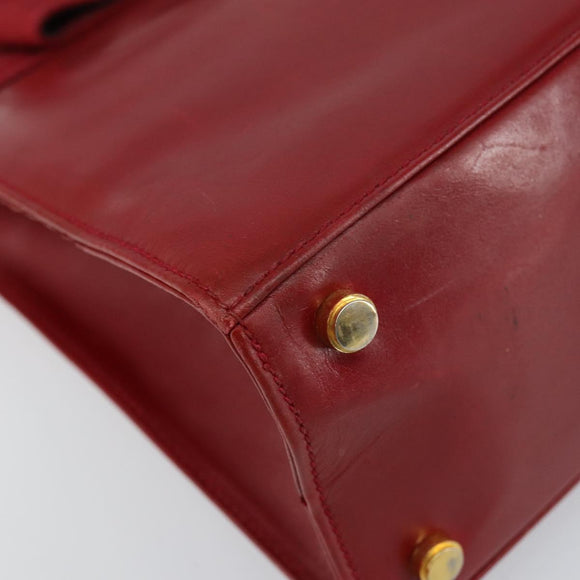 Salvatore Ferragamo Vala Hand Bag Leather Red Gold Auth bs31710