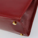 Salvatore Ferragamo Vala Hand Bag Leather Red Gold Auth bs31710-12