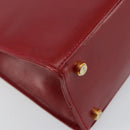 Salvatore Ferragamo Vala Hand Bag Leather Red Gold Auth bs31710-13