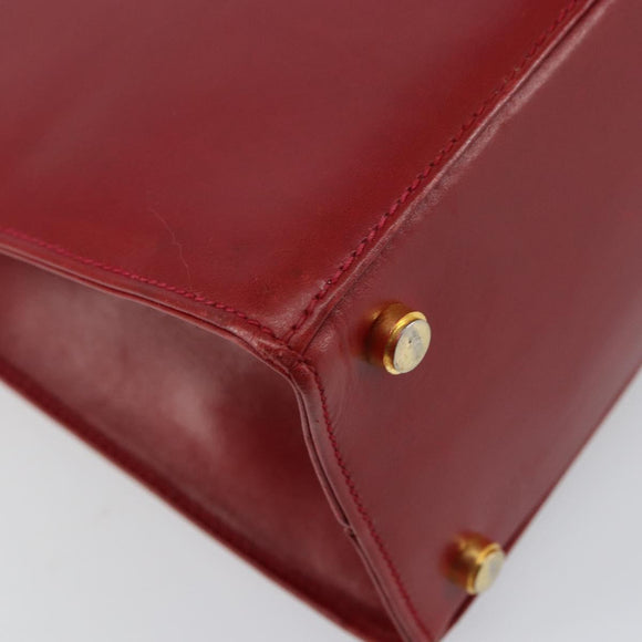 Salvatore Ferragamo Vala Hand Bag Leather Red Gold Auth bs31710