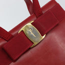 Salvatore Ferragamo Vala Hand Bag Leather Red Gold Auth bs31710-14