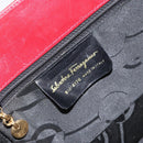 Salvatore Ferragamo Vala Hand Bag Leather Red Gold Auth bs31710-15
