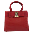 Salvatore Ferragamo Vala Hand Bag Leather Red Gold Auth bs31710-2