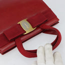 Salvatore Ferragamo Vala Hand Bag Leather Red Gold Auth bs31710-6