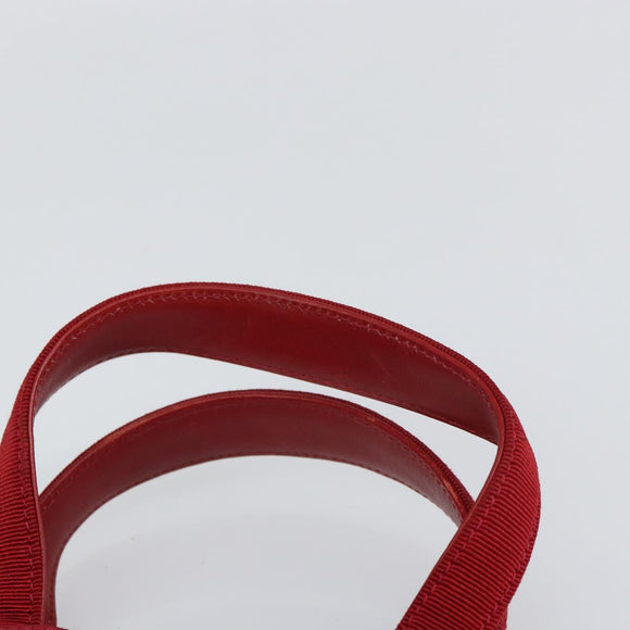 Salvatore Ferragamo Vala Hand Bag Leather Red Gold Auth bs31710