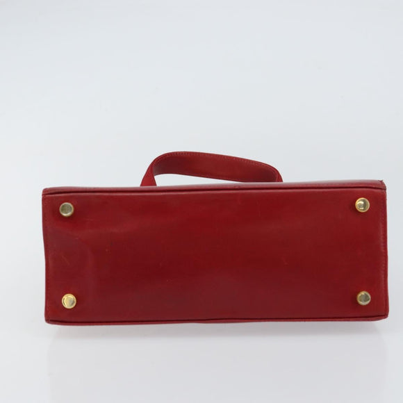 Salvatore Ferragamo Vala Hand Bag Leather Red Gold Auth bs31710