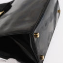 Salvatore Ferragamo Vala Hand Bag Enamel Black Gold Auth bs31711-10