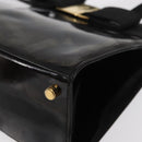 Salvatore Ferragamo Vala Hand Bag Enamel Black Gold Auth bs31711-11