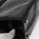 Salvatore Ferragamo Vala Hand Bag Enamel Black Gold Auth bs31711-12