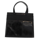 Salvatore Ferragamo Vala Hand Bag Enamel Black Gold Auth bs31711-3