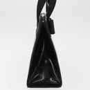 Salvatore Ferragamo Vala Hand Bag Enamel Black Gold Auth bs31711-5