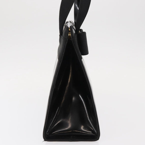 Salvatore Ferragamo Vala Hand Bag Enamel Black Gold Auth bs31711