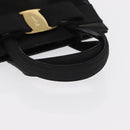 Salvatore Ferragamo Vala Hand Bag Enamel Black Gold Auth bs31711-7