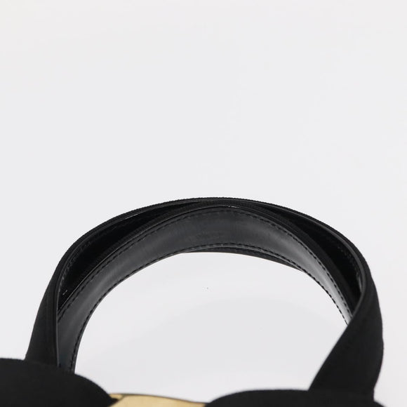 Salvatore Ferragamo Vala Hand Bag Enamel Black Gold Auth bs31711