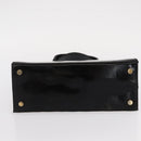 Salvatore Ferragamo Vala Hand Bag Enamel Black Gold Auth bs31711-9