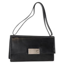 Salvatore Ferragamo Gancini Shoulder Bag Leather Black Silver Auth bs31712-1
