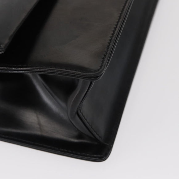 Salvatore Ferragamo Gancini Shoulder Bag Leather Black Silver Auth bs31712