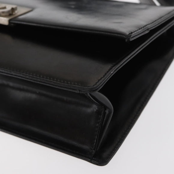 Salvatore Ferragamo Gancini Shoulder Bag Leather Black Silver Auth bs31712