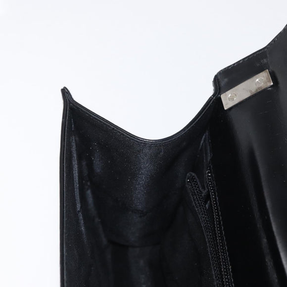 Salvatore Ferragamo Gancini Shoulder Bag Leather Black Silver Auth bs31712