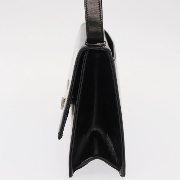 Salvatore Ferragamo Gancini Shoulder Bag Leather Black Silver Auth bs31712