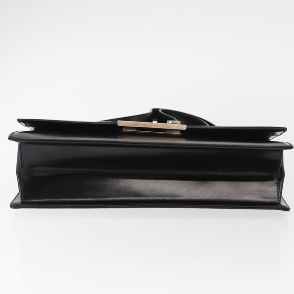 Salvatore Ferragamo Gancini Shoulder Bag Leather Black Silver Auth bs31712