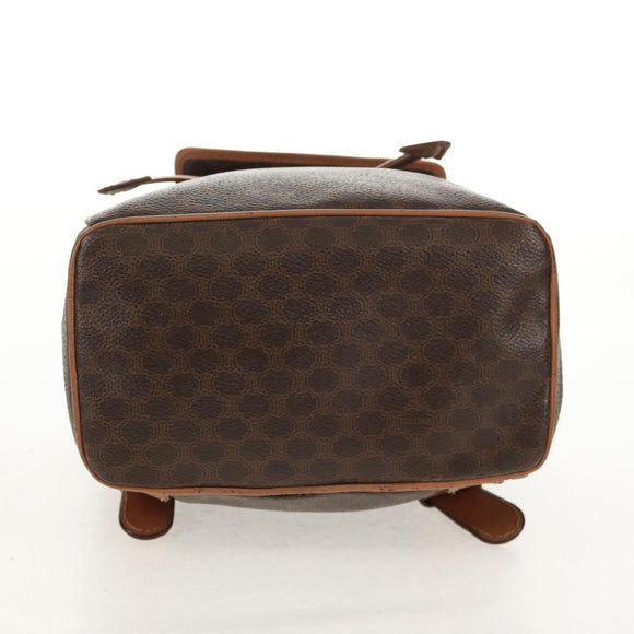 CELINE Macadam Canvas Backpack PVC Leather Brown Gold Auth bs31713