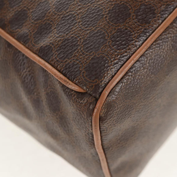 CELINE Macadam Canvas Backpack PVC Leather Brown Gold Auth bs31713