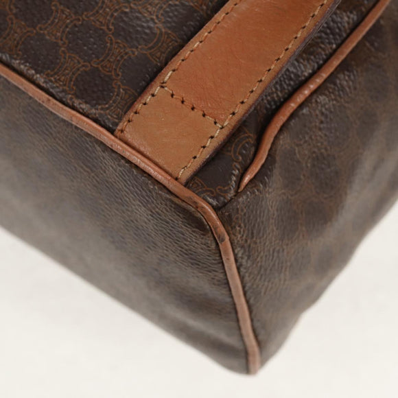 CELINE Macadam Canvas Backpack PVC Leather Brown Gold Auth bs31713