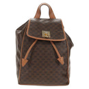CELINE Macadam Canvas Backpack PVC Leather Brown Gold Auth bs31713-2