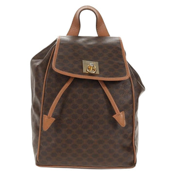 CELINE Macadam Canvas Backpack PVC Leather Brown Gold Auth bs31713 - 0