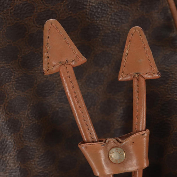 CELINE Macadam Canvas Backpack PVC Leather Brown Gold Auth bs31713