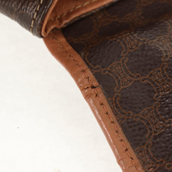 CELINE Macadam Canvas Backpack PVC Leather Brown Gold Auth bs31713