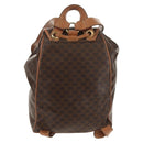 CELINE Macadam Canvas Backpack PVC Leather Brown Gold Auth bs31713-3