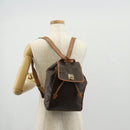 CELINE Macadam Canvas Backpack PVC Leather Brown Gold Auth bs31713-32