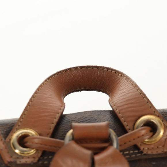 CELINE Macadam Canvas Backpack PVC Leather Brown Gold Auth bs31713