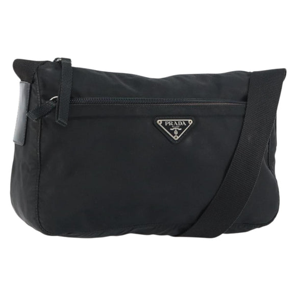 PRADA Shoulder Bag Nylon Black Silver Auth bs31714