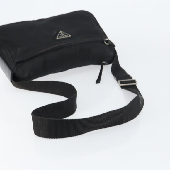 PRADA Shoulder Bag Nylon Black Silver Auth bs31714
