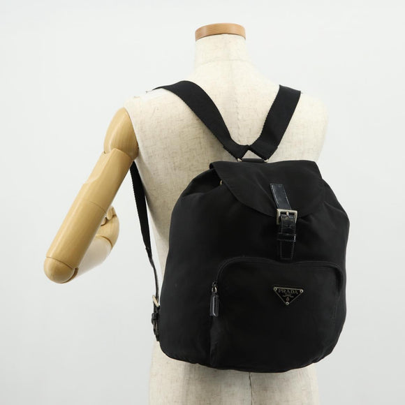 PRADA Backpack Nylon Black Silver Auth bs31715