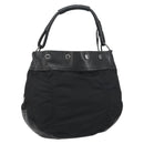 PRADA Shoulder Bag Nylon Leather Black Silver Auth bs31716-1
