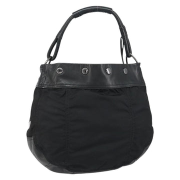PRADA Shoulder Bag Nylon Leather Black Silver Auth bs31716