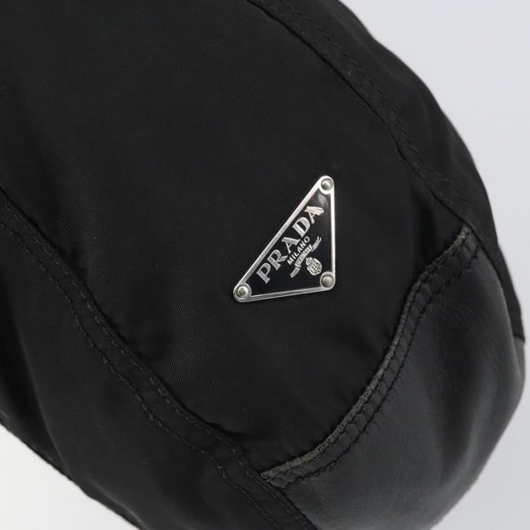 PRADA Shoulder Bag Nylon Leather Black Silver Auth bs31716