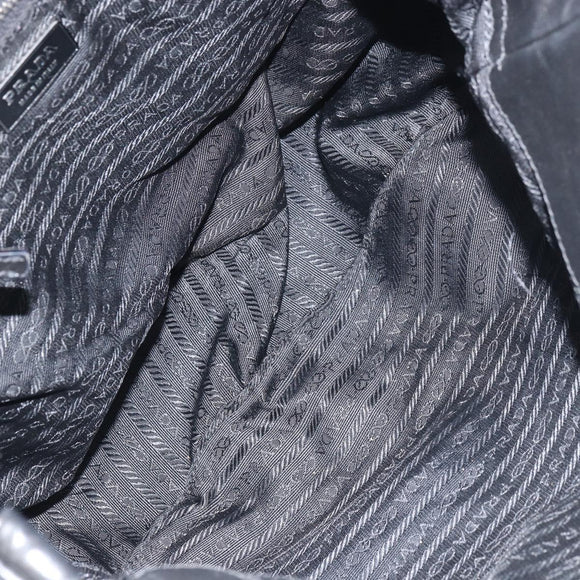 PRADA Shoulder Bag Nylon Leather Black Silver Auth bs31716