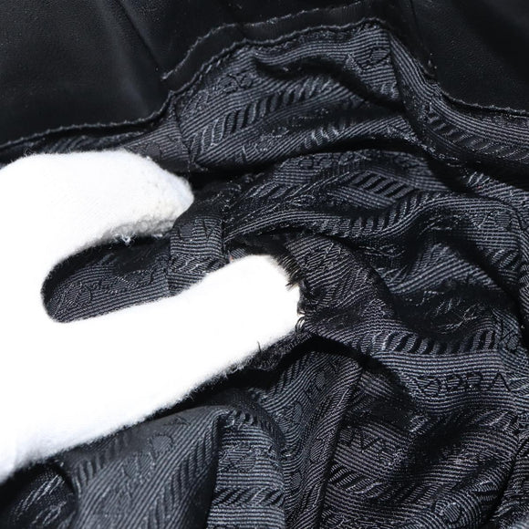 PRADA Shoulder Bag Nylon Leather Black Silver Auth bs31716